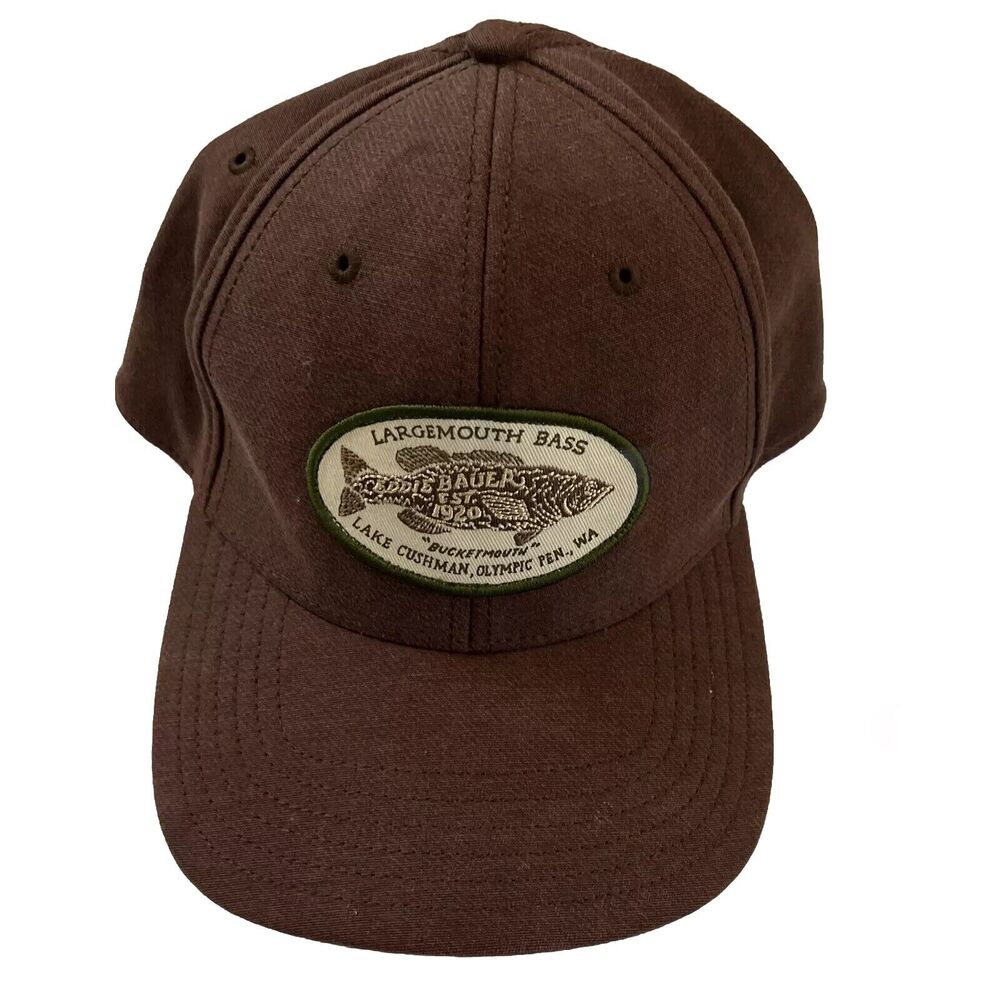 Eddie Bauer Largemouth Bass Fish Hat Fitted Flex L/XL Bucketmouth Lake Cushman